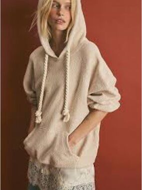 Free Est Cozy orange Textured Hoodie with Rope Drawstrings
